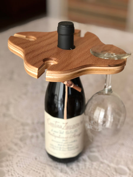 Wooden Wine Caddy // Wine and Glass Display //